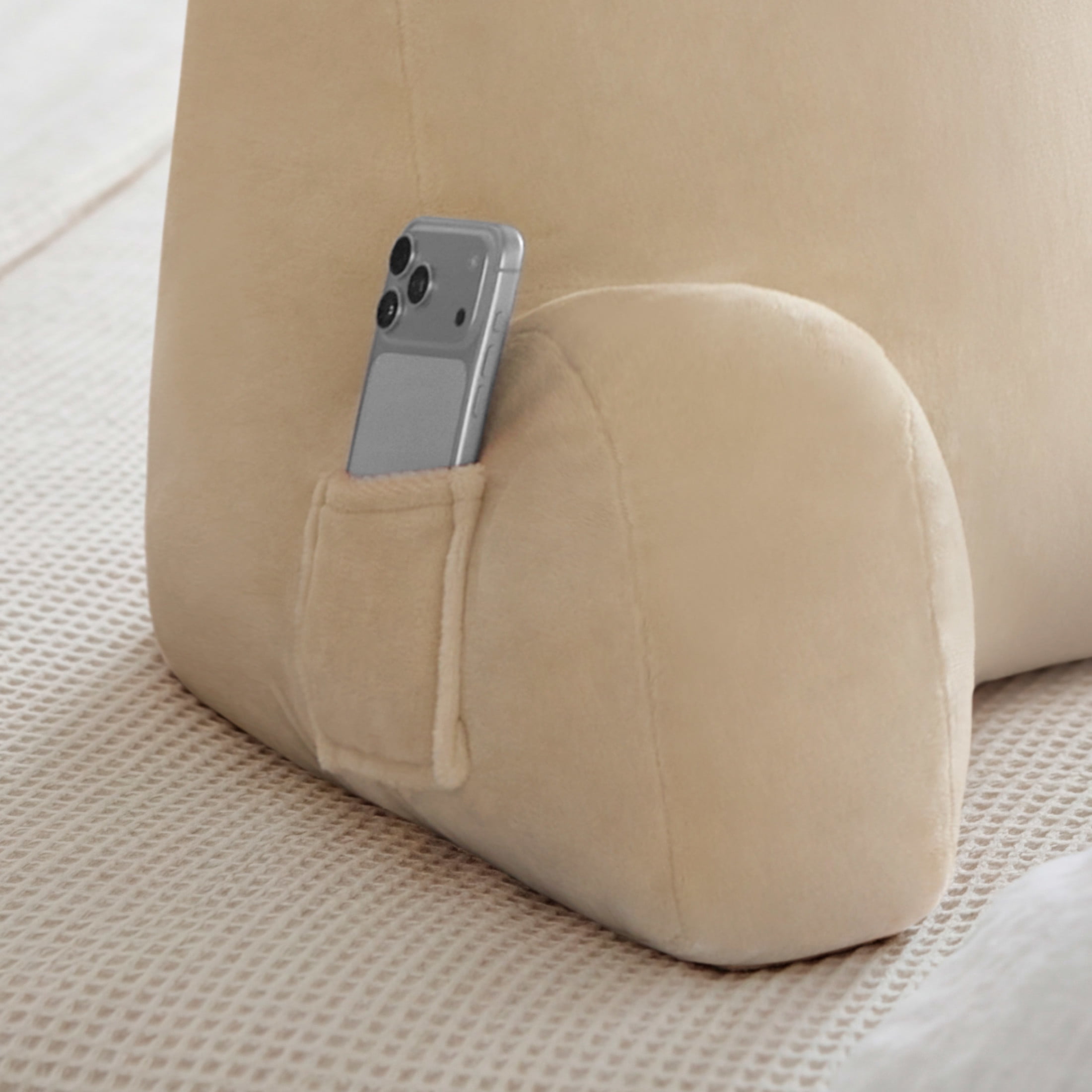 The Sheet Lab Plush Backrest Pillow, Beige, 29" x 24.5" x 10.5"