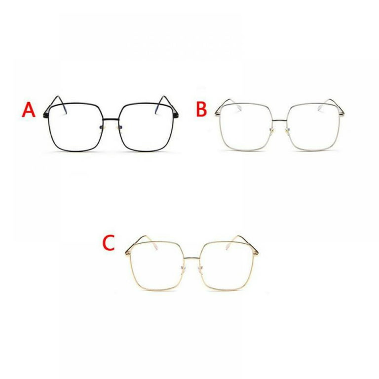 Jolly Classic Metal Square Frame Glasses, Clear Oversized Lens Retro Glasses,  for Women Men 