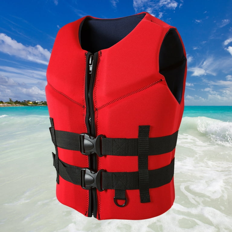 GEjnmdty Adults Life Jacket Neoprene Safety Life Vest for Water Ski Wake  Board Swimming Outdoor Accessories (XXL Red)