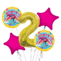 Trolls Balloon Bouquet 2Nd Birthday 5 Pcs Party Supplies