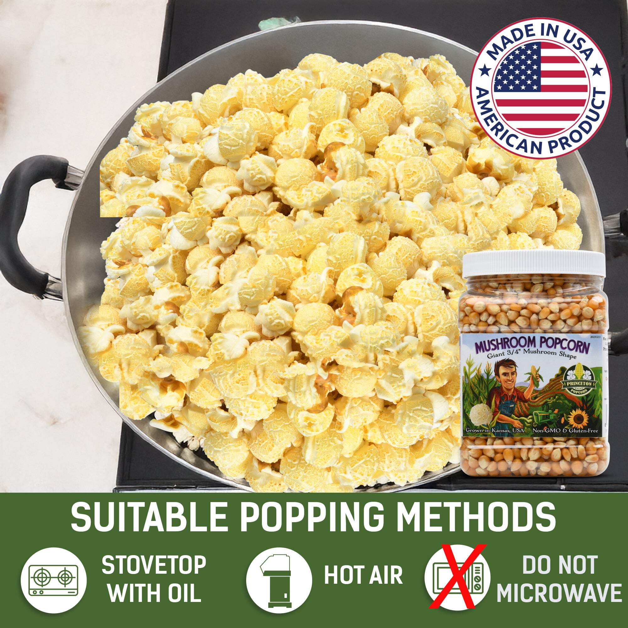2lbs Mushroom Shaped Unpopped Popcorn Kernels