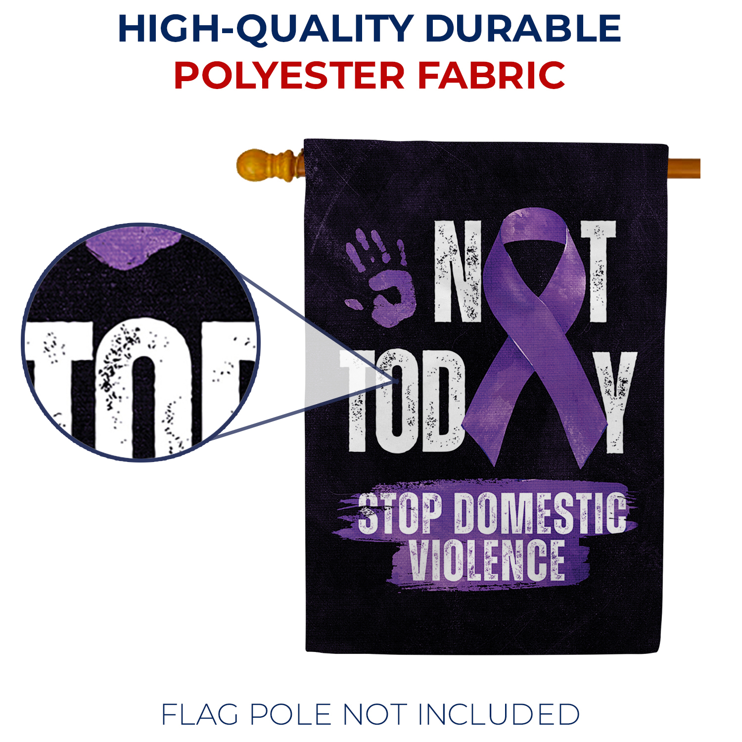 America Forever Stop Domestic Violence House Flag, 28 x 40 inch Double Sided, Not Today Awareness Flag, Purple Ribbon Flag, Survivor Support, Abuse Prevention Yard Decor