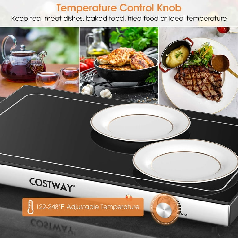 Costway 1 PC Electric Food Warmer Stainless Steel Warming Tray Adjustable  Temperature Control