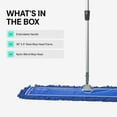 thumbnail image 3 of 36-inch blue commercial dust mop and floor sweeper with extendable pole, suitable for cleaning hardwood, tile, and concrete floors., 3 of 10