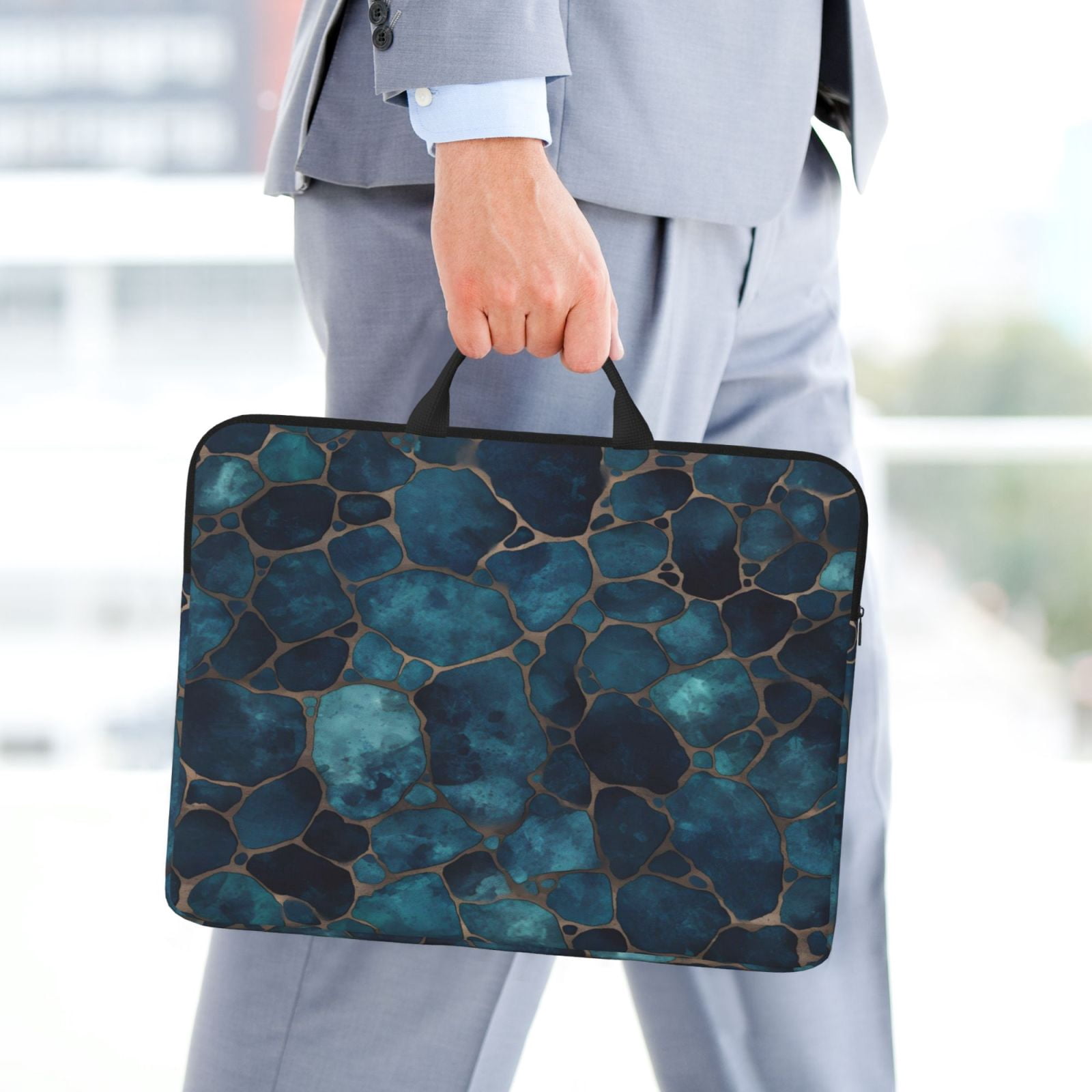 Laptop Sleeve Bag For Women Men 14inch Waterproof Durable Protective Computer Carrying Cover Handle Laptop Case Bag Animal Skin Print Style Darkturquoise_2
