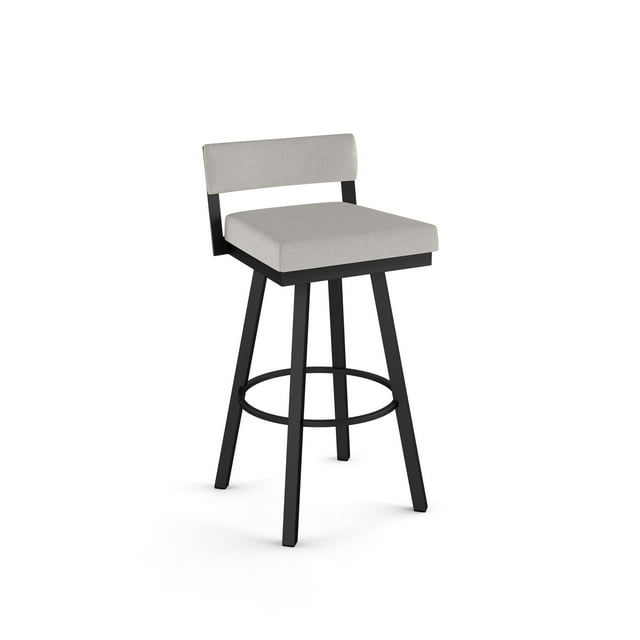 Amisco Travis 30 in. Swivel Bar Stool - Pale Grey Beige Polyester / Black Metal
