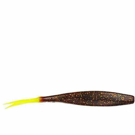 D.O.A. C.A.L. Jerk Bait Soft Plastic Bait 4 Root beer Chartreuse Tail 12 Count
