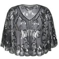 thumbnail image 2 of PrettyGuide Women's 1920s Sequin Shawls Sparkly Flapper Evening Wrap Cape, 2 of 5