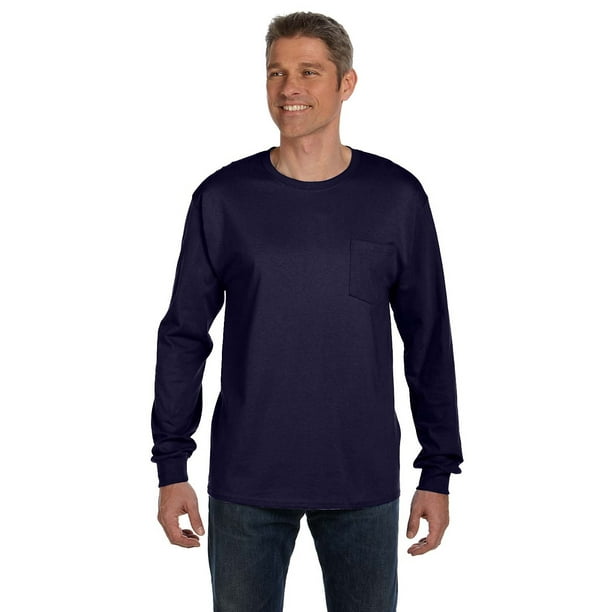 Brand Hanes The Hanes Mens 61 oz Tagless Long Sleeve Pocket TShirt