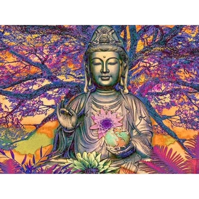 Pintura de diamantes 30x40cm 5d Diamante Peinture Estatua De Bouddha Arbre Diy Cristal Strass Peinture Plein Forage Broderie Artisanat Point De Croix Ch