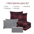 thumbnail image 2 of Amberspace Plaid Design 7-piece Bed in a Bag Comforter Set with Sheets,Red,Queen, 2 of 8