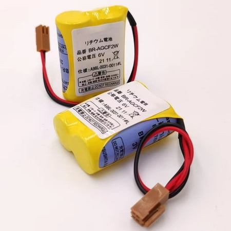 (2 pcs)BR-AGCF2W 6V A98L-0031-0011 PLC Lithium Battery with Brown Plug for FANUC Backup Power A98L-0031-0011#L A06B-6093-K001 Battery