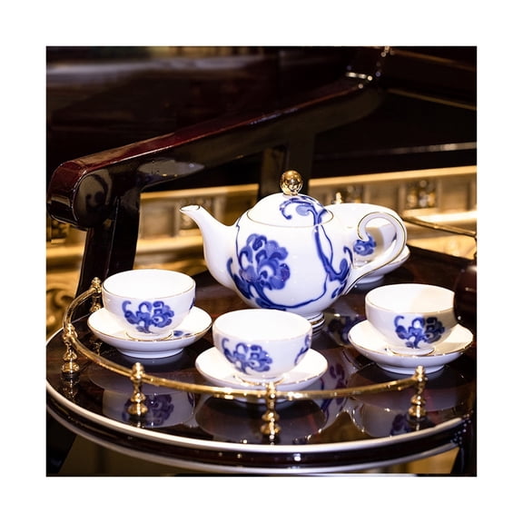 10-piece European tea set, afternoon tea coffee set, hand-painted blue and white porcelain, perfect gift for tea lovers