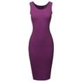 thumbnail image 2 of A2Y Women's Solid Fitted Classic Sleeveless Premium Cotton Midi Dress Dark Plum L, 2 of 5