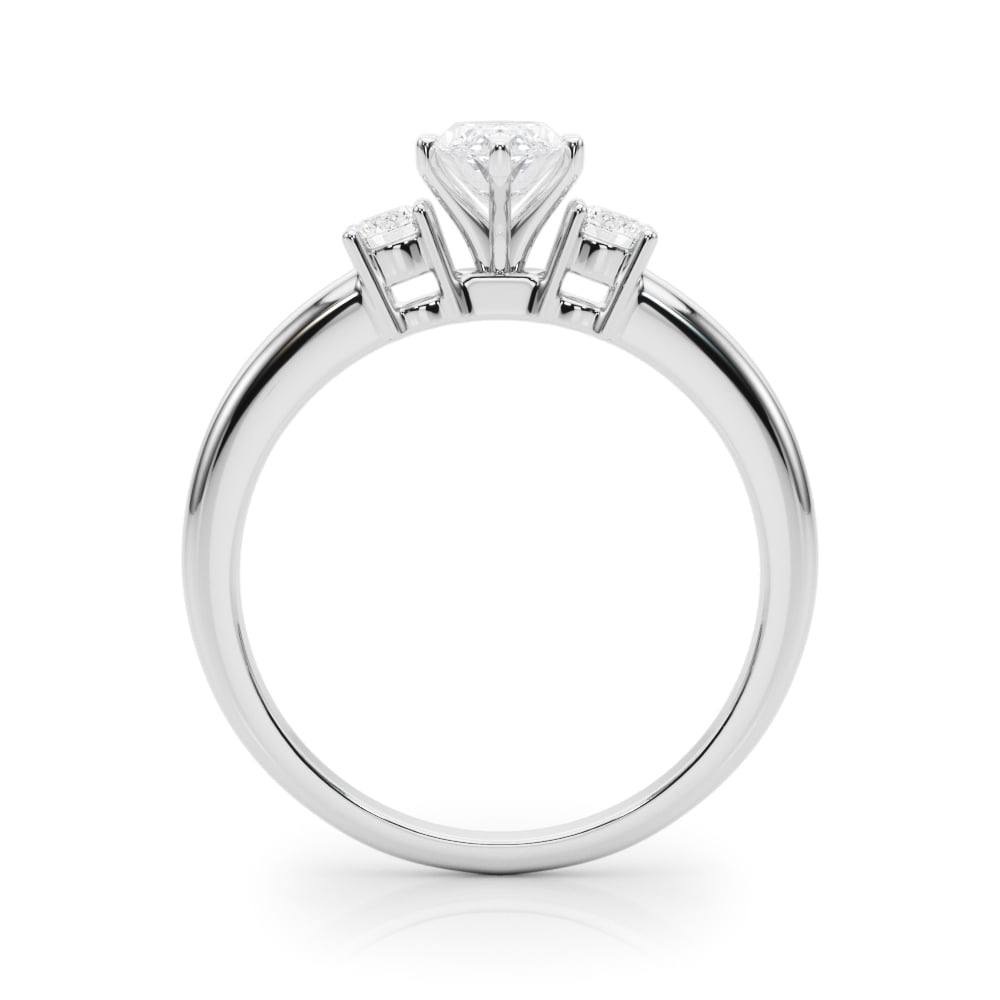 Earth Jewel 1.81 Ct Lab Created Marquise Cut Three Stone Diamond Ring for Women - 14K White Gold Plated Engagement Ring - Wedding Jewelry for Her - Three Diamond Accent Design for Engagement Rings