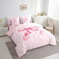 thumbnail image 3 of Feelyou Kawaii Bow-tie Kids Twin Bedding Sets 7-Piece, Watercolor Pink Bowknot Ribbon Bedding Comforter Set, Cute Princess Style Reversible Sheet Sets, Luxury Bedroom Decor, 3 of 7