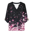 thumbnail image 3 of Tqcoqu Women's Casual Loose Tunic Tops Blouses,V Neck 3/4 Sleeve Floral Print Fit Tops,Blue-C Women's S-XL, 3 of 7