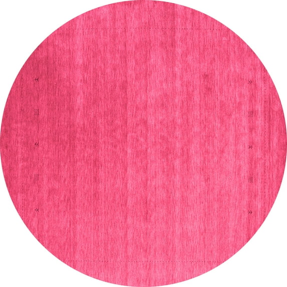 Ahgly Company Indoor Round Abstract Pink Contemporary Area Rugs, 8' Round