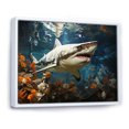 thumbnail image 2 of Designart "Underwater Predator Dance" Shark Floater Framed Canvas Wall Art, 2 of 5