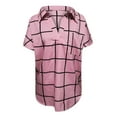 thumbnail image 3 of PVCS Womens Fashion V-neck Plaid Pocket Printing Short Sleeve Shirt, 3 of 5