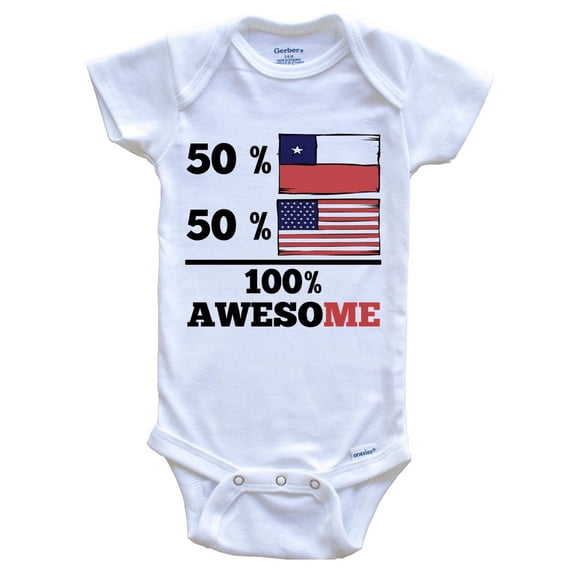 50% Chilean 50% American 100% Awesome Funny Baby Bodysuit - Chilean Flag Chile Baby Bodysuit