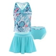 thumbnail image 4 of YiZYiF Girls 3-pc Sleeveless V Neck Swimsuit Spaghetti Straps Top with Briefs Skirt Bathing Suit, 4 of 7