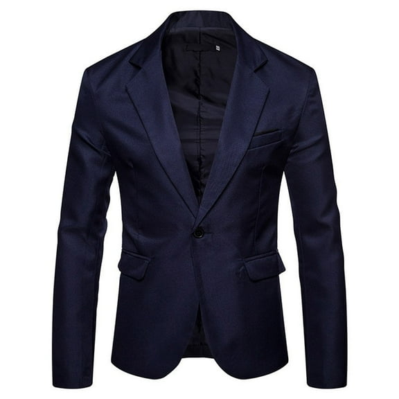 Fgnfyis Suit Jacket for Men Mens Solid Color Casual Small Suit with Slit for Wedding Banquet and Jackets for Men Navy S