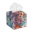 thumbnail image 1 of Fotbe Vibrant Leopard In Flowers Porta Pañuelos Decorativo de Cuero, Caja Cuadrada Moderna para Pañuelos Faciales, Organizador y Dispensador 5x5x5'', 1 of 7