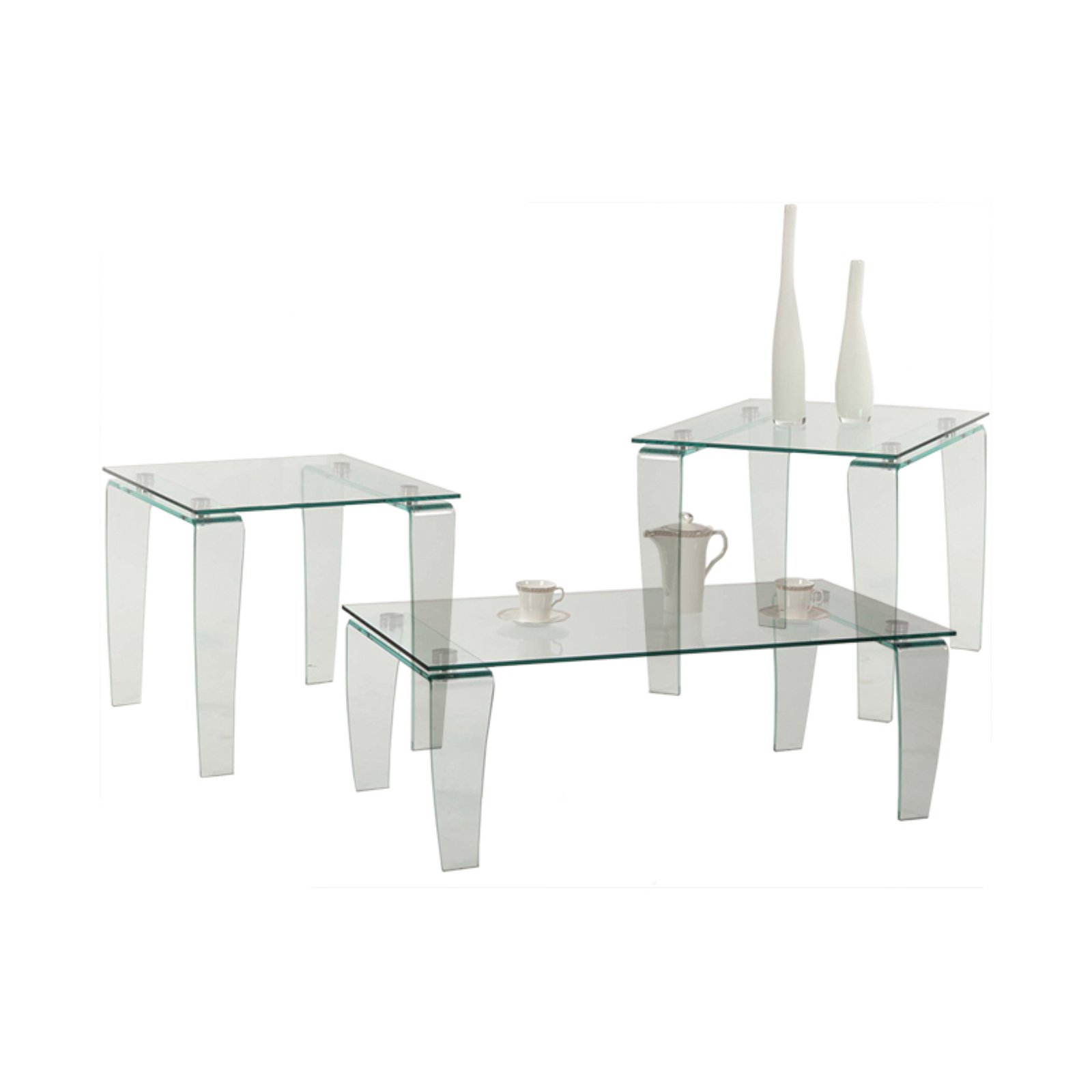 Chintaly Vera Glass Occasional Tables 3 Piece Set