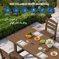 thumbnail image 3 of KINGYES 6 Piece Patio Dining Set, HDPE Outdoor Table and Chairs with Bench, Brown, 3 of 12