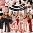 thumbnail image 5 of 40th Birthday Decorations - Black and Rose Gold Party Decorations, Balloons, Banner, Plates, Napkins, Cups, Tableware, Tablecloth, 40th Birthday Party Supplies for Women, Serve 20, 5 of 6