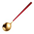 thumbnail image 1 of Granjero Gordo Cuchara de sopa redonda, 4 piezas, cuchara de caldo de acero inoxidable, oro rojo, 1 of 5