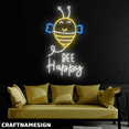 thumbnail image 2 of Craftnamesign Bee Happy Neon Sign, Be Happy Wall Decor, Nursery Room Wall Art, 2 of 4