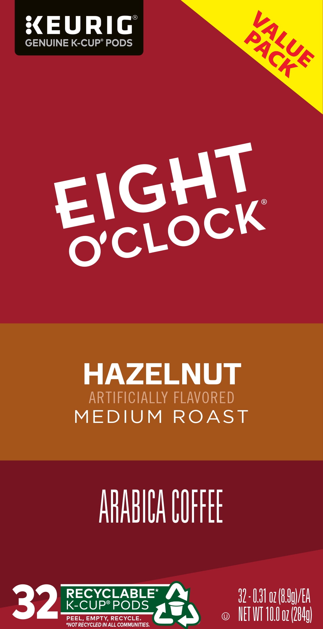 Eight O'Clock Hazelnut Medium Roast Coffee K-Cup Pods Value Pack, 32 Ct.