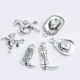 thumbnail image 4 of 60pcs Antique Silver Western Cowboy Pendant Charms Alloy Mixed Western Horse Boot Hat Dangle Pendants for DIY Bracelet Necklace Jewelry Making Father's Day Gift, 6 Styles, 4 of 7