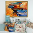 thumbnail image 3 of Boats During Warm Colored Sunset In The Harbor I 40 in x 30 in Framed Painting Canvas Art Print, by Designart, 3 of 4