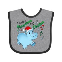Inktastic I Want a Hippopotamus for Christmas Hippo in Santa Hat Boys or Girls Baby Bib