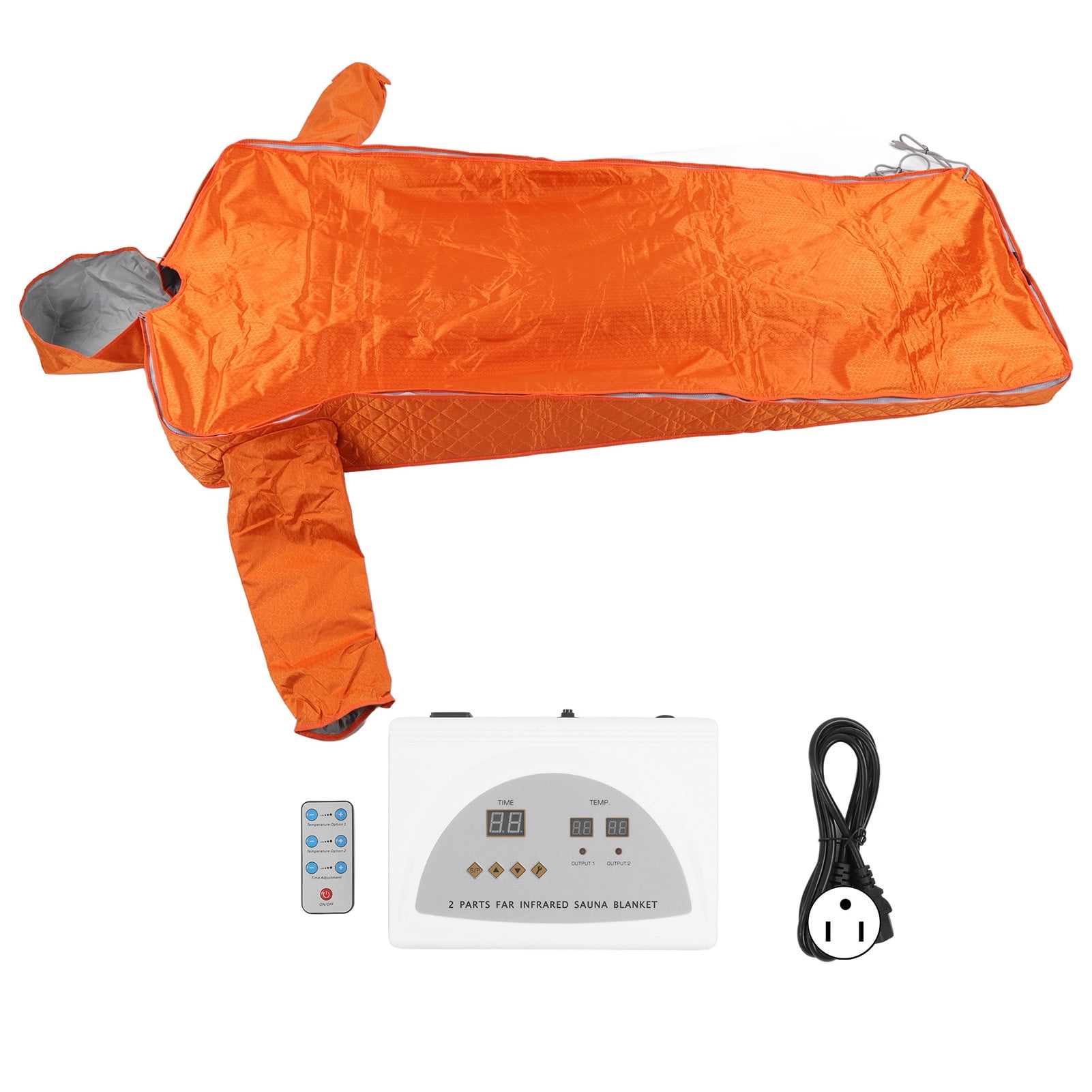 Far Infrared Sauna Blanket Heightened Dehumidification Home Sauna Detox Blanket with Hat Sleeves 650W Orange with Alarm