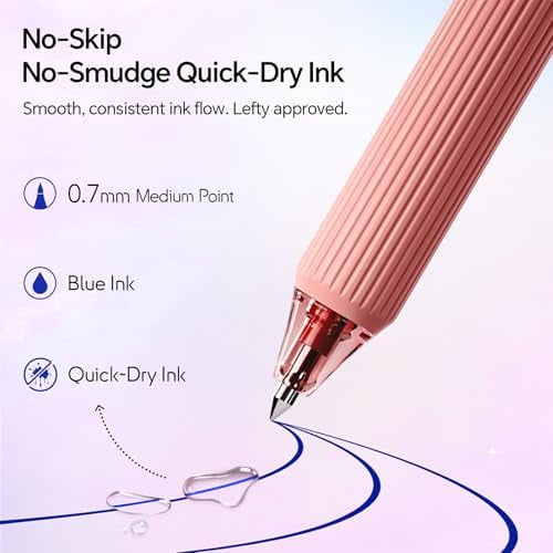 Gel Pens Fine Point: Blue Ink 0.7mm Retractable 4ct Smooth Writing with Aesthetic Gradient Color Barrel for Journaling Note Taking Silent Click No Smear Nebula Pen Set