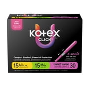 Kotex Click Compact Multipack Tampons, Regular/Super, Unscented, 30 Count