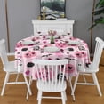 thumbnail image 2 of Halloween Pink Spooky Hearts and Ghosts Round Tablecloth 60"x60",Wrinkle Wipeable Table Cloth for Kitchen Dining Room Picnic Patio Party, 2 of 6