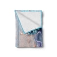thumbnail image 2 of Maritime Soft Flannel Fleece Blanket, Swimming Clothes Shells Sands and Glasses on Painting Wooden Planks, Cozy Plush for Indoor and Outdoor Use, 50" x 70", Sky Blue and Multicolor, by Ambesonne, 2 of 6