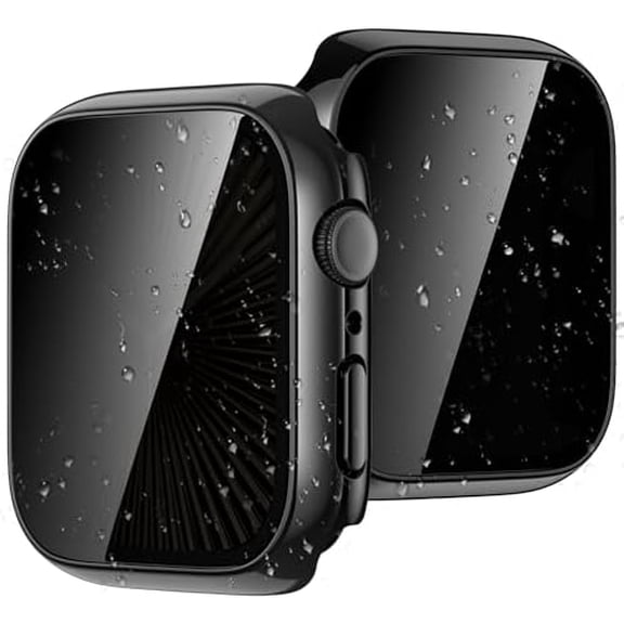 Waterproof Privacy Protective Case with Built‑in Anti‑Spy Screen Protector, Hard PC Full‑Coverage Black Cover Accessories for Apple Watch Series 11 / 10, 46mm Smart Watch, Jet Black