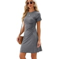 thumbnail image 2 of PULLIMORE Women's Cotton Blend High-Waisted A-Line Cocktail Dress - Short Sleeve & Round Neck, Grey Size XL, 2 of 6
