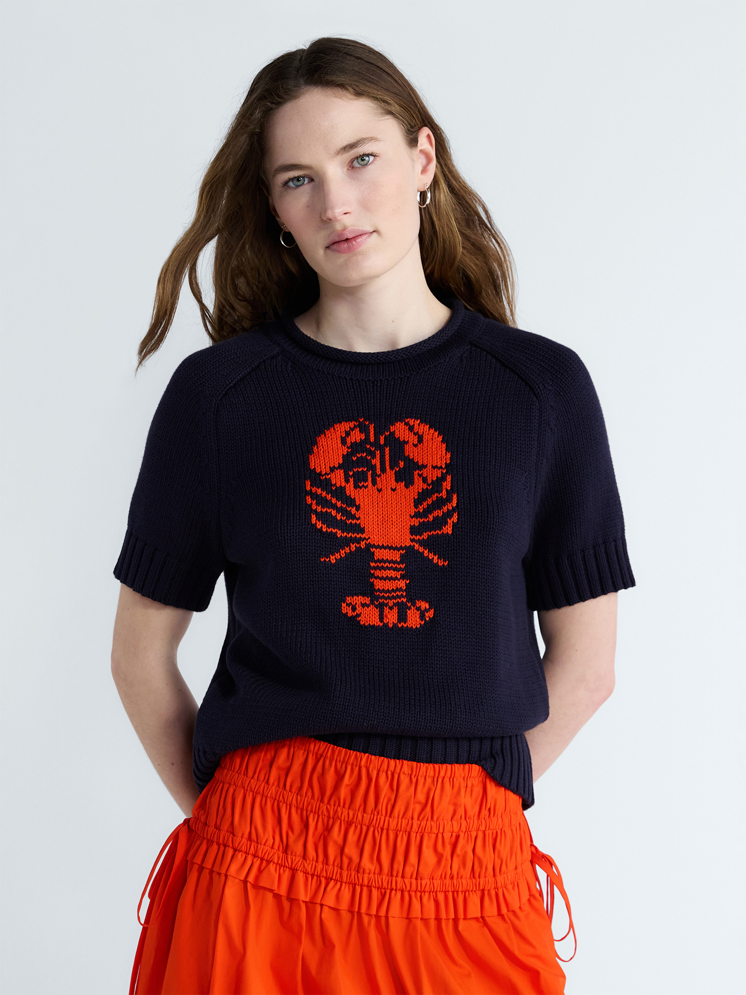 Free Assembly Women's and Women's Plus Roll Neck Cotton Sweater with Short Sleeves, Sizes XS-4X