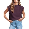 thumbnail image 1 of Fortune Women Sweater Vest Sleeveless Mock Neck Knit Tops Solid Color Loose Crop Top, 1 of 9