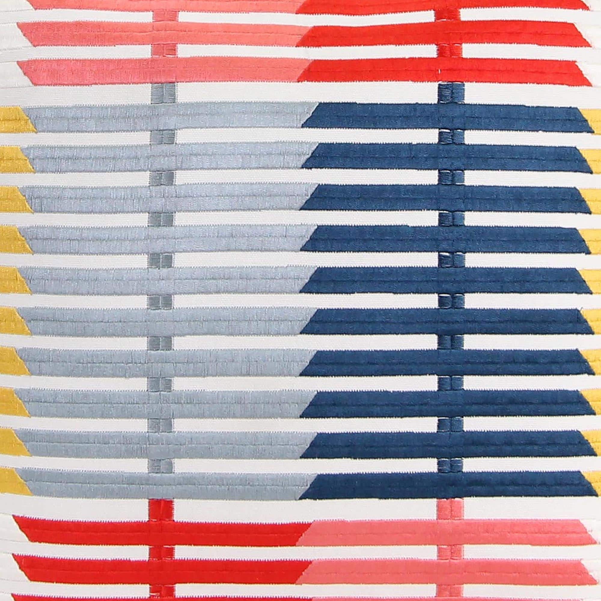 Jordan Manufacturing 18" x 18" Multicolor Grid Stripe Square Reversible Decorative Throw Pillow with Embroidery Accent