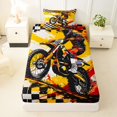 thumbnail image 3 of Manfei Cool Motorbike Twin Sheets,Checkered Pattern Bedding,Yellow,3-Piece,1 Fitted Sheet and 1 Pillowcase, 3 of 6