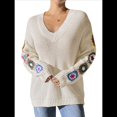 thumbnail image 2 of Suéteres de Punto de Larga con Estampado Floral Bohemio Clásico para Mujer, Estilo Informal, para Otoño e Invierno 2025. Albaricoque L, 2 of 8
