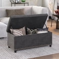 thumbnail image 4 of BELLEZE 35 Inch Storage Ottoman, Button-Tufted Ottoman Linen Storage Bench with Safety Close Hinge, Ottoman with Storage for Living Room, Entryway, Hallway, Foot Rest, Support 300lbs - Dark Grey, 4 of 7